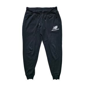 New Balance Essentials Stacked Logo Sweatpant Men’s Large Black French Terry